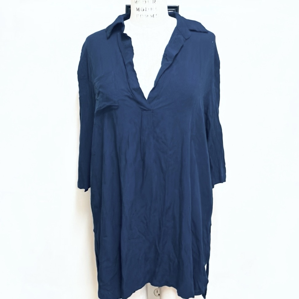T10 Ekogear Small Navy 100% Cotton Blouse